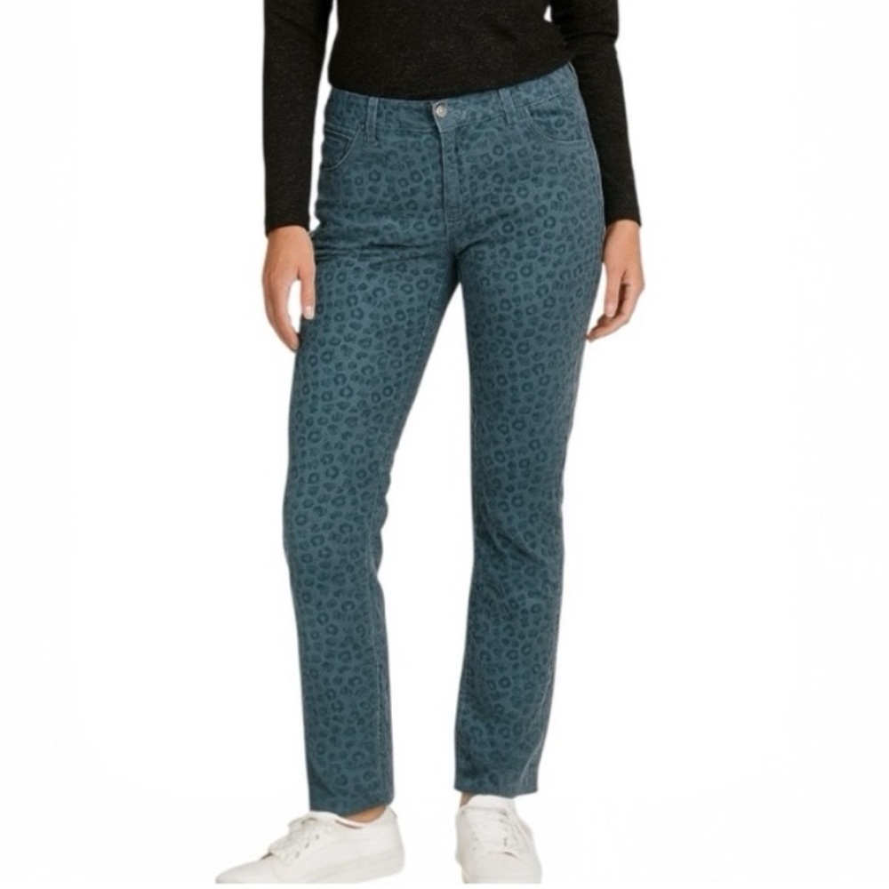 Pilcro Anthro Women Blue Patterned animal print leopard cheetah fit Jeans Sz 29